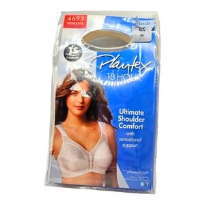 Playtex 18 Hour White Bra with 4-Way Tru Support New in Package Size 42C